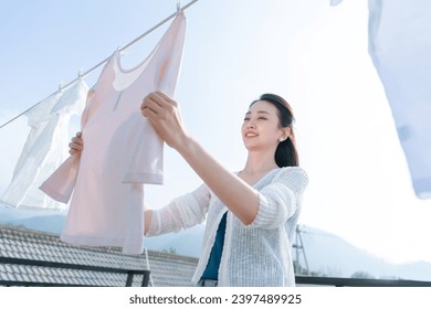 Chores laundry women clothesline clothing