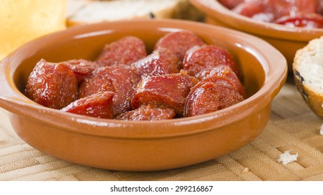 Chorizo A La Sidra - Spanish Spicy Chorizo Sausages Cooked In Cider.