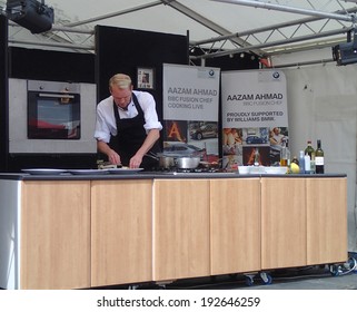 Chorley, Lancashire, UK. 11th May 2014.  Aazam Ahmed, BBC Fusion Chef Cooking Live At The Chorley Food Festival.