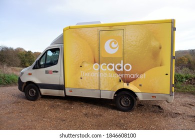 Chorleywood, Hertfordshire, England, UK - November 3rd 2020: Ocado Home Delivery Grocery Supply Van