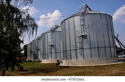 Chortkiv - Ternopil - Ukraine - July 26, 2016. Silos for storing grain 1000 tons each in the agricultural firm "POLIVTSI"