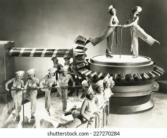 Chorus Girls Dancing On Machine Part