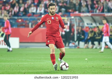 CHORZOW, POLAND - OCTOBER 11, 2018: Football Nations League Division A Group 3 Match Poland Vs Portugal 2:3 . In The Picture Bernardo Silva.