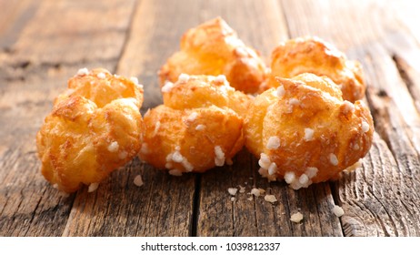 chouquette on wood background