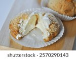 choux cream or cream puff, eclair or custard choux cream for serve