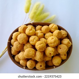 Choux Pastry Cheese Puffs On A Bamboo Bowl