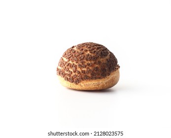 Choux Pastry With Chocolate Cookie Crust On White Background