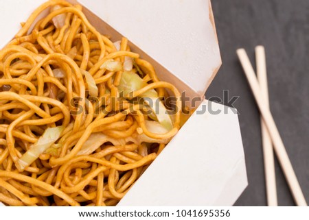 Chow Mein Noodles  in a Take Out Container