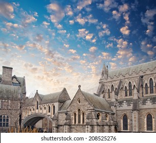 Christ Church Cathedral In Dublin, Ireland In Winter.