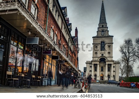 Christ Church in Spitalfields in London Borough of Tower Hamlets England, UK is an Anglican church built between 1714 and 1729 Stock photo © 