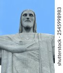 Christ a redeemer statue close up in Rio de Janeiro