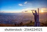 Christ of the Sacred Heart on the top of Mount Naranco in Oviedo, Asturias. Spain.