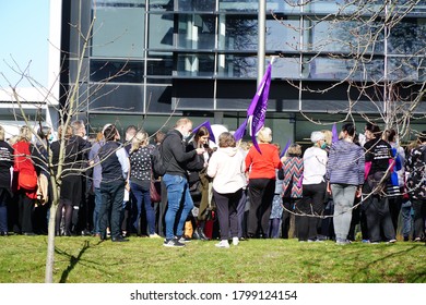 Christchurch, Canterbury / New Zealand - August 20 2020: Doctors gather outside the Canterbury District Health Board corporate building on Oxford Tce, Christchurch, to protest executive resignations.