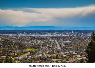 Christchurch City From Port Hills, New Zealand