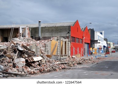 CHRISTCHURCH, NEW ZEALAND - APRIL 01: Commercial Buildings And Warehouses On The Southern Side Of St. Asaph Street After The Earthquake On April 01, 2011 In Christchurch.