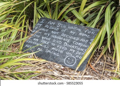 Christchurch, New Zealand - February 2016: A Message Board Written By An Earthquake Victim Urging For Home Rebuilding