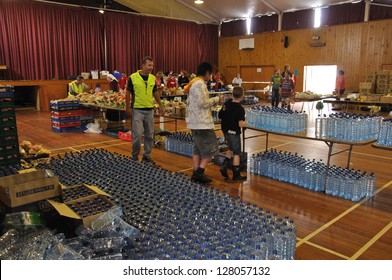 CHRISTCHURCH, NEW ZEALAND, FEBRUARY 26, 2011 - Food Stockpiled In A School Hall For Distribution To Victims Of The 6.4 Earthquake In Christchurch, South Island, New Zealand, 22-2-2011