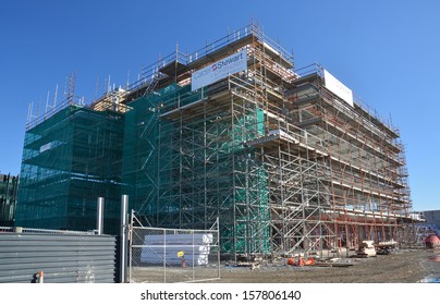 CHRISTCHURCH, NEW ZEALAND - JUNE 29, 2013:  New office block under construction in Lincoln Road - one of the city areas least damaged by devastating earthquakes on June 29, 2013 in Christchurch. - Shutterstock ID 157806140