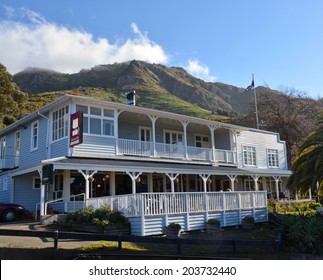 Christchurch, New Zealand - June 29, 2014: Historic Governors Bay Hotel In Winter.