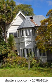 CHRISTCHURCH, NEW ZEALAND - MARCH 30: Historic Wooden  House At Number 1 Wood Lane Suffers Significant Earthquake Damage On March 30, 2011 In Christchurch. The Leaning House Now Awaits Demolition.