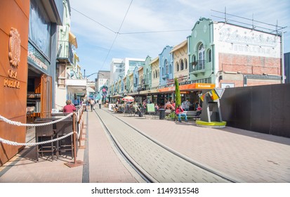 Christchurch, New Zealand -October-02-2017 : The Shops Buildings In Spanish Mission Architectural Style Located At New Regent Street One Of Tourist Attraction Place In Christchurch, NZ.