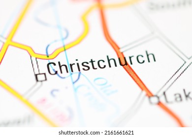 Christchurch On A Geographical Map Of UK