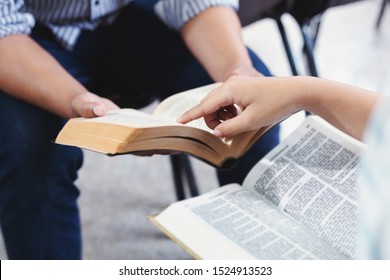 Christian Bible God Deliver Devotional With Hand Friendship Holy Bible Study  Reading Together In Sunday School