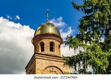 Christian Church Cross In High Steeple Tower For Prayer, Photography Consisting Of Beautiful Church With Cross On Steeple Tower To Sincere Prayer, Cross Steeple Tower Is Church Prayer Over Clear Sky