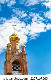 Christian church cross in high steeple tower for prayer, photography consisting of beautiful church with cross on steeple tower to sincere prayer, cross steeple tower is church prayer over clear sky - Shutterstock ID 2237169563