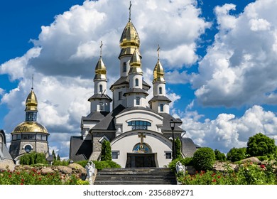 Christian church cross in high steeple tower for prayer, photography consisting of beautiful church with cross on steeple tower to sincere prayer, cross steeple tower is church prayer over clear sky