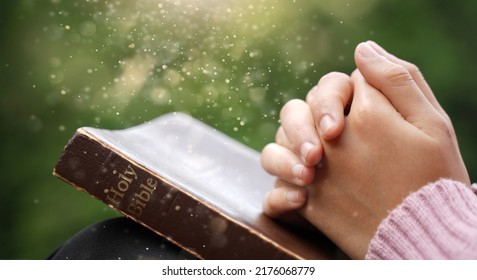 Christian Crisis Prayer To God Man Praying To God For A Better Life Human Hands Praying To God With Bible Believe In Good Hold Hands And Pray.