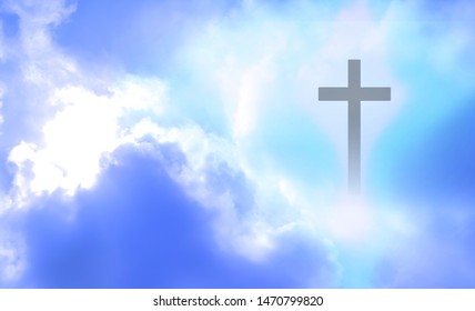 Christian Cross Appears Bright Sky Background Stock Photo 2148893345 ...