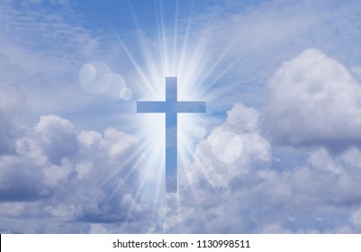 Christian Cross Appears Bright Sky Background Stock Photo (Edit Now ...