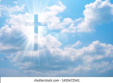 Christian Cross Appears Bright Sky Background Stock Photo 1435672541 ...