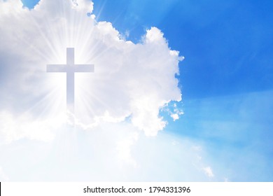 Christian Cross Appears Bright Sky Background Stock Photo 1794331396 ...