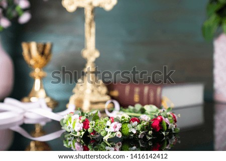 Christian holiday concept. Pentecost. Bokeh background.