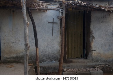 Christian house in the Mandara Mountains region of Cameroon, West Africa. The Mandara Mountains are a volcanic range extending about 200km along the northern part of the Cameroon-Nigeria border.