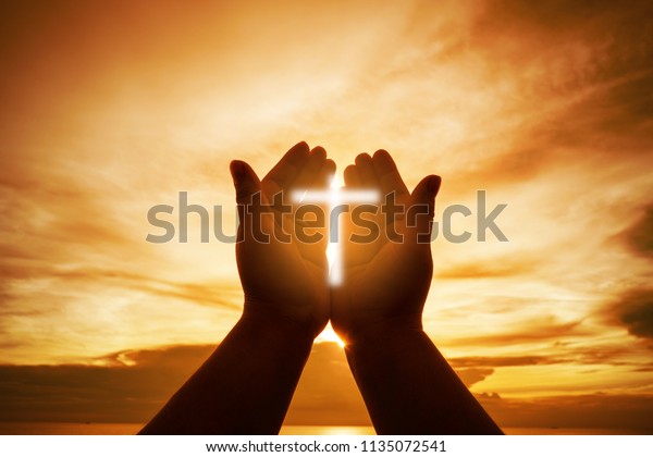 Christian Human\
hands open palm up worship hope. Eucharist Therapy Bless God\
Helping Repent Catholic Easter Lent Mind Pray. Christian concept\
background. fighting and victory for\
god.