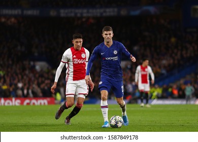 Christian Pulisic Of Chelsea And Edson Alvarez Of Ajax - Chelsea V Ajax, UEFA Champions League - Group H, Stamford Bridge, London, UK - 5th November 2019

