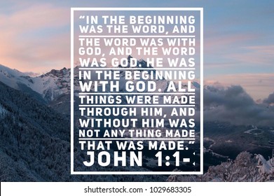 Christian verse in the Bible book of John mountain back from blues purples whites