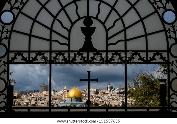 Christianity Islam Famous View Jerusalem Through Stock Photo Edit