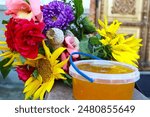 Christians celebrate the Transfiguration of the Lord (Honey Spas) consecrate honey, apples and flowers. The concept of Orthodoxy