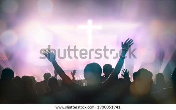 Christians Raising Their Hands Praise Worship Stock Photo 1980051941 ...