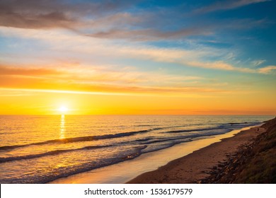 Christies Beach Shoreline At Sunset, South Australia