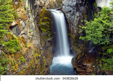 Christine Waterfalls In Mt Rainier National Park.