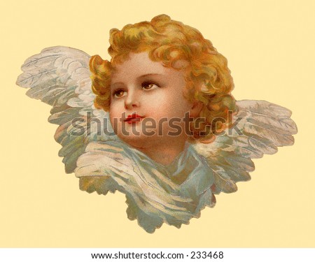 Christmas angel - an 1899 vintage greeting card illustration