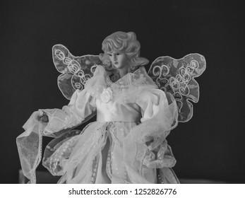 Christmas Angel Tree Topper In Black And White.