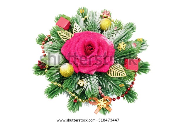 Christmas Arrangement Artificial Flowers Candy Decorations Stock