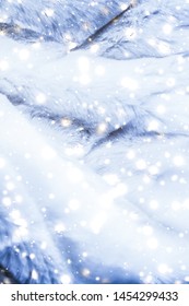 Christmas backdrop, warm winter clothing and fashion design concept - Holiday winter background, luxury fur coat texture detail and glowing snow - Shutterstock ID 1454299433