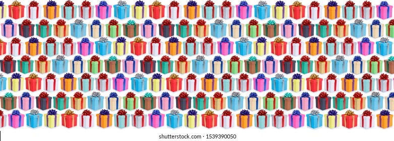 Christmas background birthday gifts presents wallpaper banner collection isolated on a white background - Shutterstock ID 1539390050